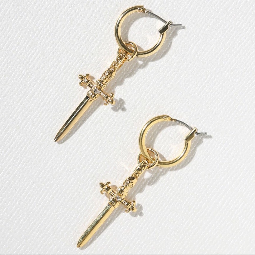 New Vanessa Mooney gold ALEXANDRA HOOP EARRINGS - Picture 6 of 15